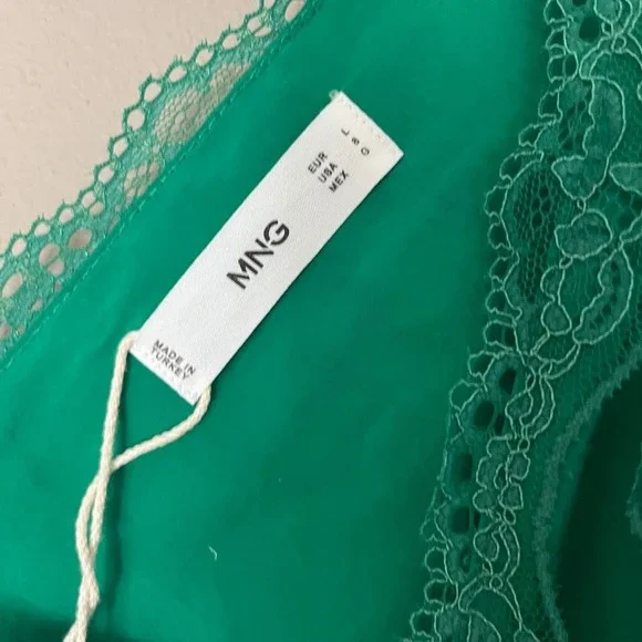 NWT MANGO MNG‎ Wide Leg Jumpsuit Size Large Green Sleeveless Cropped - Picture 8 of 11